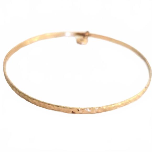 Cato Hammered Gold Tone Oversized Bangle Bracelet - Picture 2 of 4